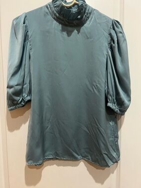 THML Ruffle Neck Puff Sleeve Blouse